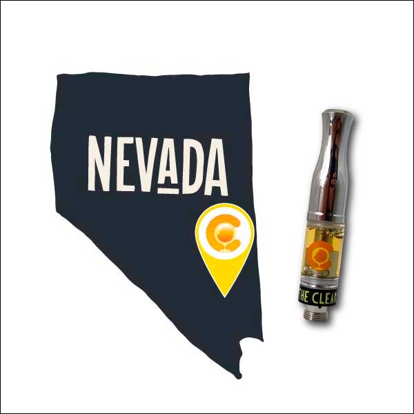 The Clear, vape product and the state outline of Nevada