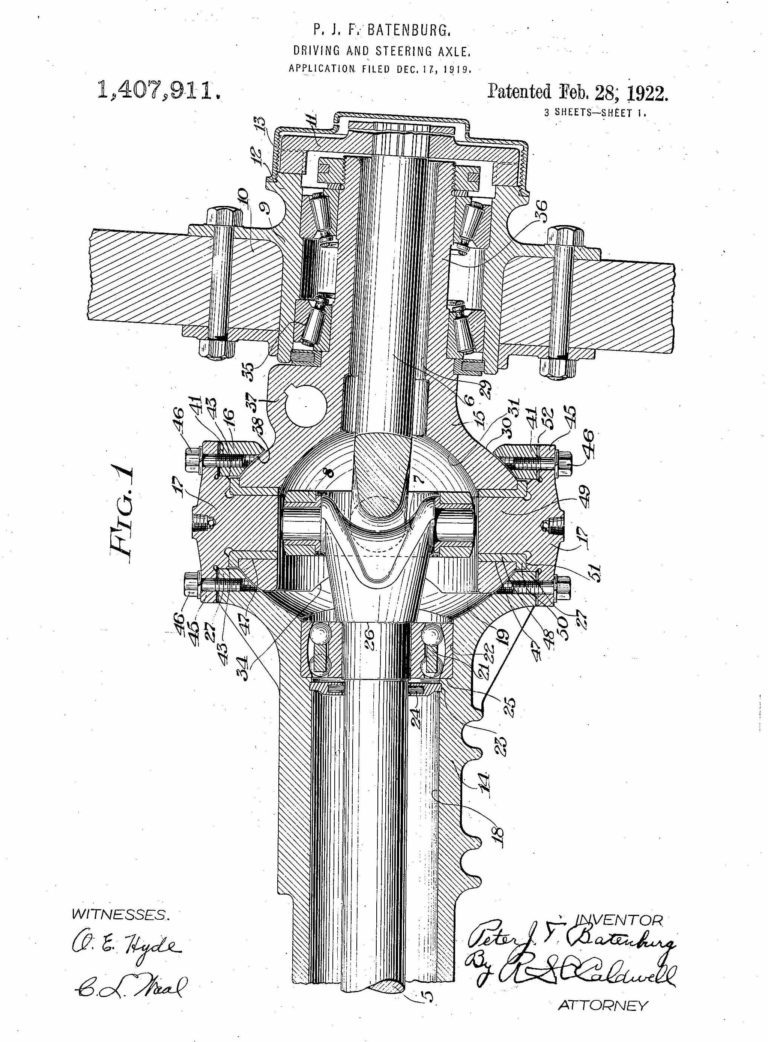 O.JF. Betenburg Driving and Steering Axle Patent Feb. 28, 1922